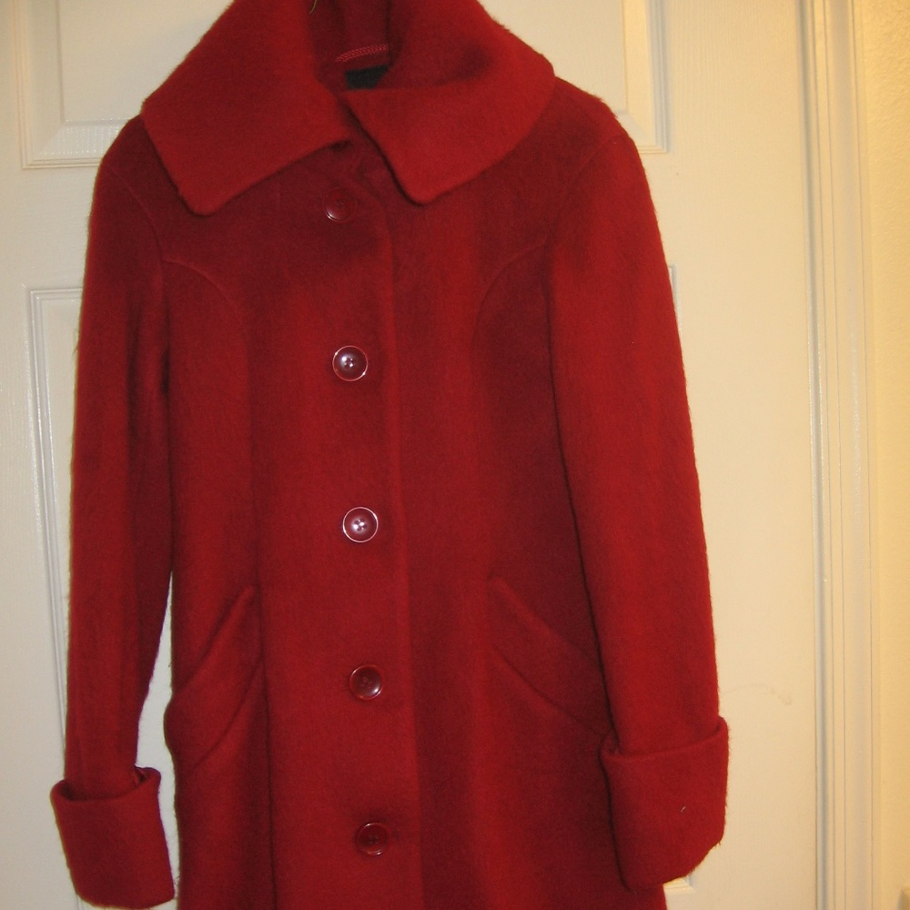 H&M Red Wool/Nylon/Mohair Long Coat